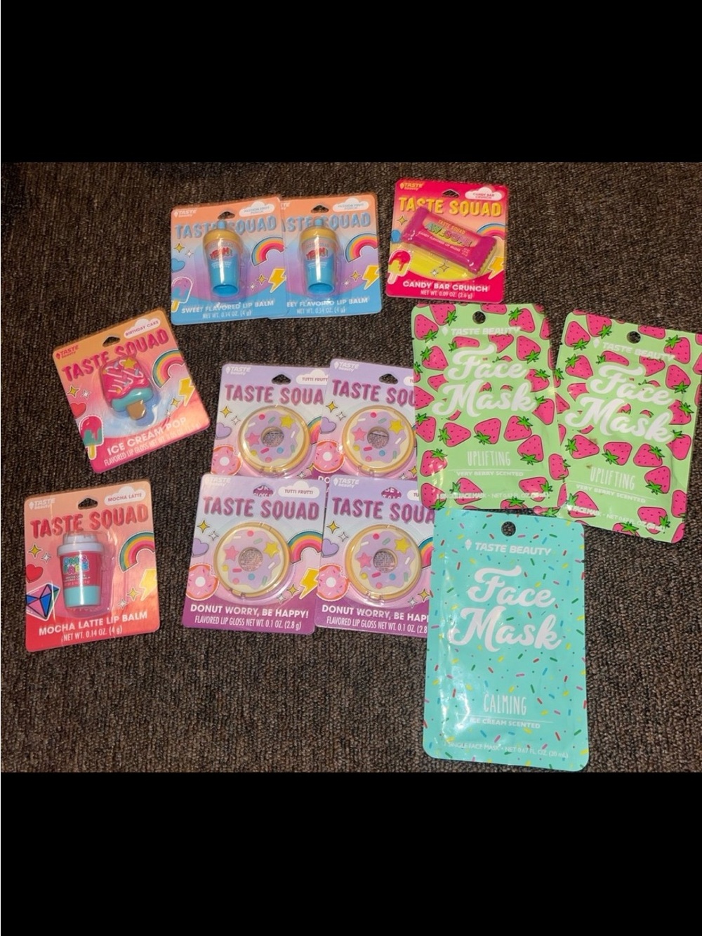Taste Squad Lip Balm & Face Mask Variety Pack — Pink, Green, Blue